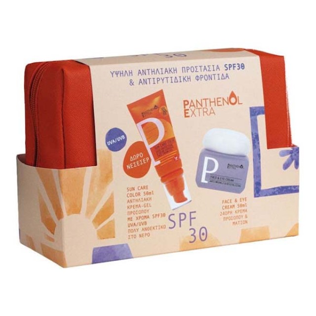 Panthenol Extra Promo Summer Glow Routine Aντηλιακό Προσώπου με Χρώμα SPF30, 50ml, 24ωρη Κρέμα Προσώπου & Ματιών, 50ml & Δώρο Νεσεσέρ