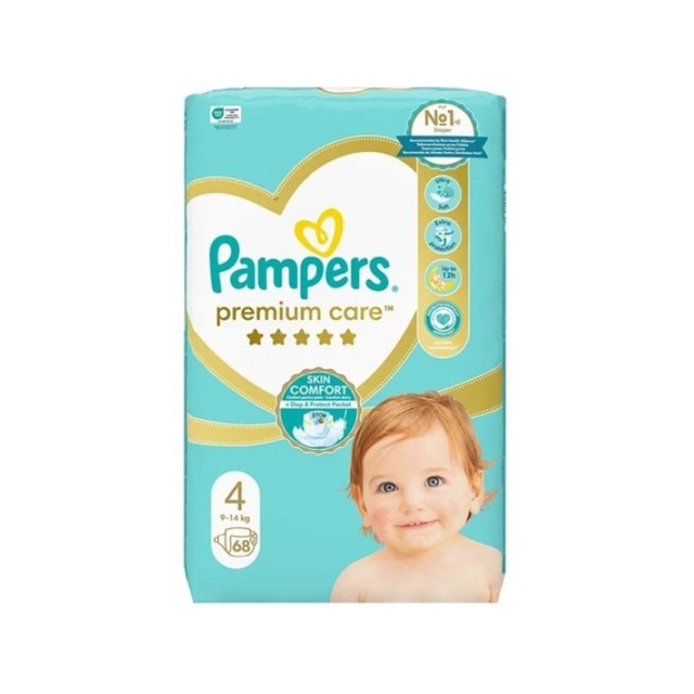 Pampers Premium Care No.4 (9-14kg) Βρεφικές Πάνες, 68τεμ