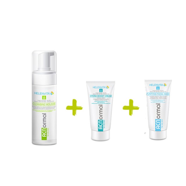 HELENVITA - ACNormal Cleansing Mousse (150ml) & ACNormal Purifying Facial Μask (20ml) & ACNormal Hydra Boost Cream (20ml)