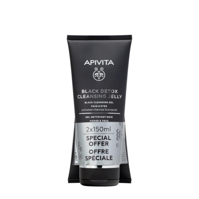 Apivita Face and Eyes Black Cleansing Gel 2x150ml