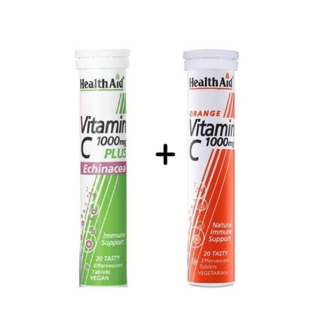 HEALTH AID - VitaminC 1000mg plus Echinacea (20tabs) + VitaminC 1000mg (20tabs)