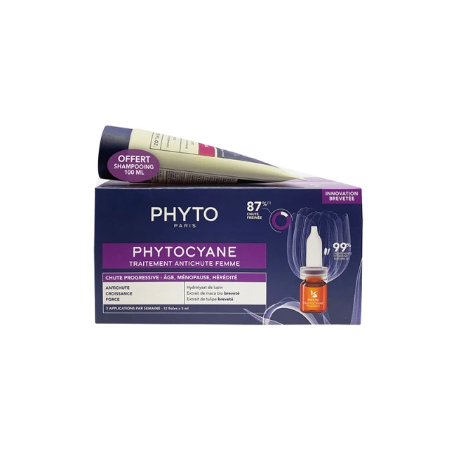 Phyto Phytocyane Progressive Hair Loss Treatment for Women 12ampx5ml & Δώρο phytoceane  Densifying Treatment Shampoo 100ml