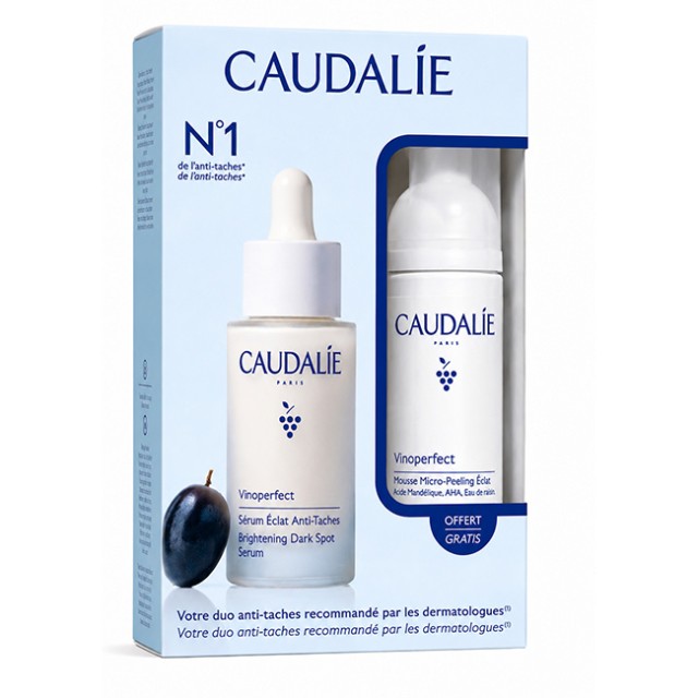 Caudalie Vinoperfect Duo Serum Λάμψης & Micropeel Foam για Πανάδες 30ml + 50ml