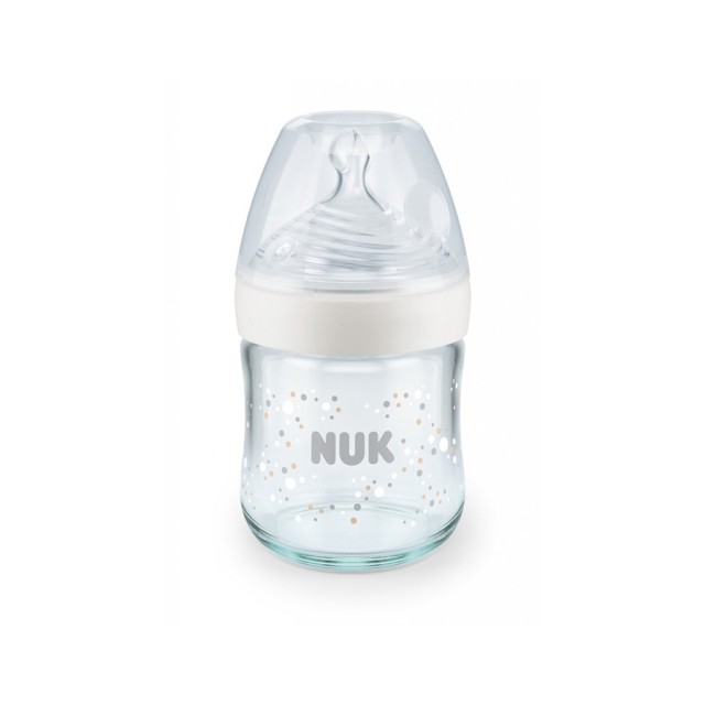 NUK - Nature Sense Μπιμπερό γυάλινο Θηλή σιλικόνης Λευκό Small (10.747.112) |120ml