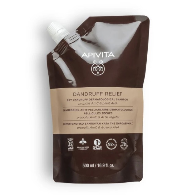 Apivita Dandruff Relief Σαμπουάν Κατά της Ξηροδερμίας Refill, 500ml