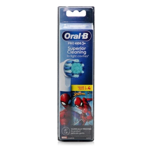 Oral-B Pro Kids 3+ Superior Cleaning Ανταλλακτικές Κεφαλές Spiderman, 4 τεμάχια