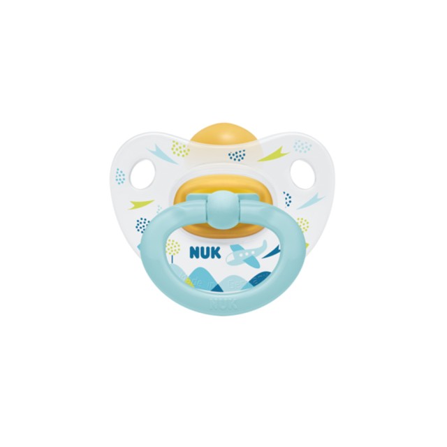 NUK - Classic Happy Kids Πιπίλα Καουτσούκ Mint Plane 18-36m (10.737.036)  | 1τμχ