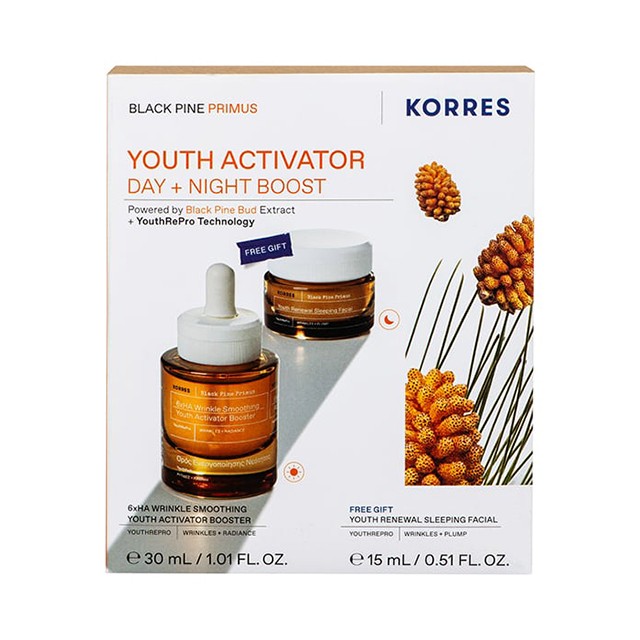 Korres Promo Black Pine Primus 6xHA Wrinkle Smoothing Youth Activator Booster Ορός Ενεργοποίησης Νεότητας 30ml & Δώρο Youth Renewal Sleeping Κρέμα Νεότητας Νύχτας 15ml